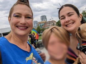 Kari Starr and her daughter, before a January pixie cut that left her hair short, in Kelowna. Postmedia News has blurred the child's face to conceal her identity.