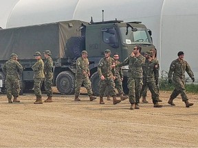 The Canadian military arrived at Deep Creek in Athabasca County on Tuesday, June 13, 2023, to assist Alberta Wildfire with the Shining Bank Lake wildfire.