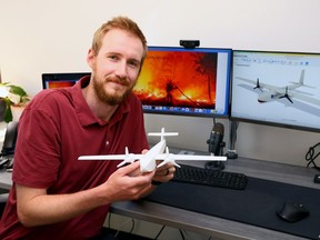University of Calgary Associate Engineering Prof. Schuyler Hinman, who's in the process of exploring the use of drones to fight wildfires in Calgary on Friday, June 30.
