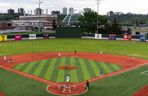 The Edmonton Riverhawks play the Portland Pickles at RE/MAX Field in Edmonton, on Tuesday, June 7, 2022.
