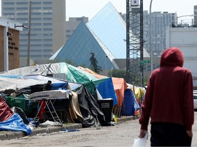 homeless encampment near edmonton city hall
