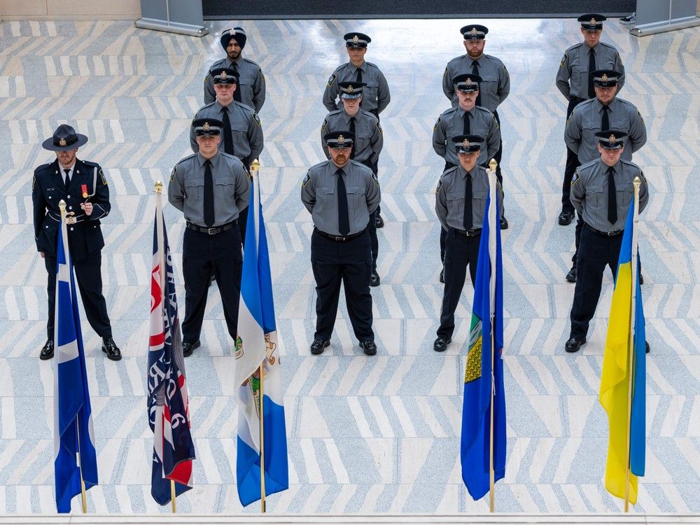 The City of Edmonton is welcoming 11 new Community Peace Officers who are graduating from the Government of Alberta’s Community Peace Officer Induction Program. These new graduates received their certificates at a ceremony at City Hall and soon join the ranks of Community Peace Officers by helping ensure the safety of downtown Edmonton, the transit system and the many pets and animals in Edmonton. Taken on Tuesday, July 11, 2023 in Edmonton.