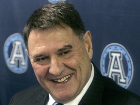 FILE -- Newly appointed Toronto Argonauts head coach Rich Stubler smiles during a news conference in Mississauga, Thursday, Decmeber 6, 2007.&ampnbsp;Stubler, who served as an assistant coach or head coach with six different CFL teams, has died. He was 74.&ampnbsp;&ampnbsp;THE CANADIAN PRESS/J.P. Moczulski