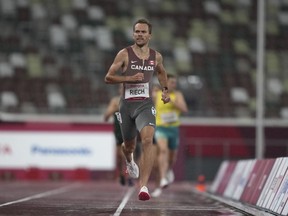 Canada's Nate Riech competes during the men's T38 1500-meters final at Tokyo 2020 Paralympic Games, in Tokyo, Saturday, Sept. 4, 2021. The 28-year-old from Victoria has been unbeatable in major events since 2018.