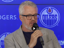 Edmonton Oilers CEO of Hockey Ops Jeff Jackson addresses the media on 2023 Aug 03