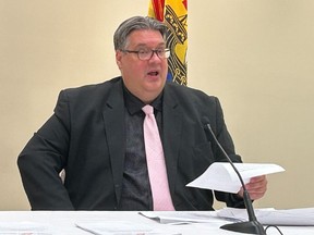 Kelly Lamrock, New Brunswick's child and youth advocate, speaks about his report on changes to the province's policy on sexual orientation and gender identity in schools, in Fredericton on Tuesday, August 15, 2023.