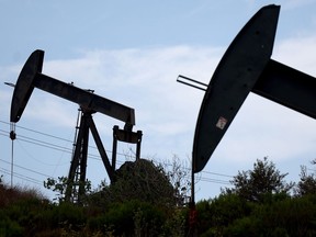 Oil pumpjacks operating in Los Angeles, California.