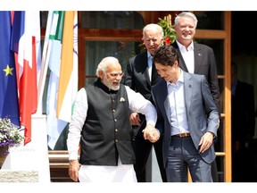 Indian Prime Minister Narendra Modi and Canadian Prime Minister Justin Trudeau at the G-7 summit in Germany in 2022.