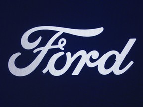 A Ford logo is shown at the North American International Auto Show in Detroit, Wednesday, Sept. 13, 2023.