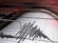 Seismograph with paper in action during an earthquake is pictured in this photo illustration.
