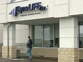 A storefront with a DynaLife sign over the entrance