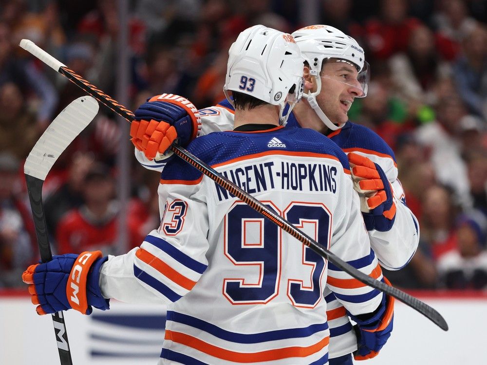 The Edmonton Oilers the Washington Capitals Connor McDavid Ryan Nugent ...