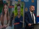 Edmonton Police Acting Staff Sergeant Jared Buhler shared new information about Kelsey Ouellette's 2022 shooting death in downtown Edmonton. on Nov. 8, 2023.