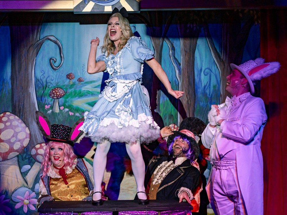 Spotlight Cabaret is riffing on the Lewis Carroll classic with its latest production, Alison Wunderland featuring (from left) Aimée Beaudoin, Jaime Hudson, Jeff Haley and Tyler Pinsent. 