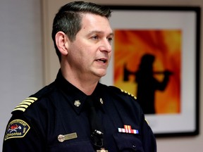 Edmonton Fire Rescue Services Chief Joe Zatylny speaks to the media during a year end interview on Tuesday, Dec. 19, 2023.