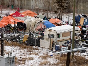 homeless camp in downtown edmonton