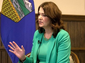 Premier Danielle Smith interviewed in Calgary on Tuesday, December 19, 2023.
