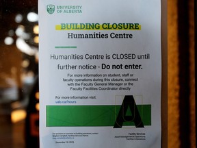 The Humanities Centre at the University of Alberta has been closed for the 2024 winter semester after a fire in late 2023 led to "widespread contamination", in Edmonton Thursday Jan. 4, 2024. Photo by David Bloom