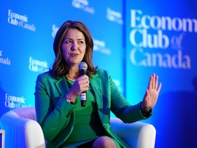 Alberta Premier Danielle Smith speaks to the Economic Club of Canada in Ottawa on Monday, Feb. 5, 2024.