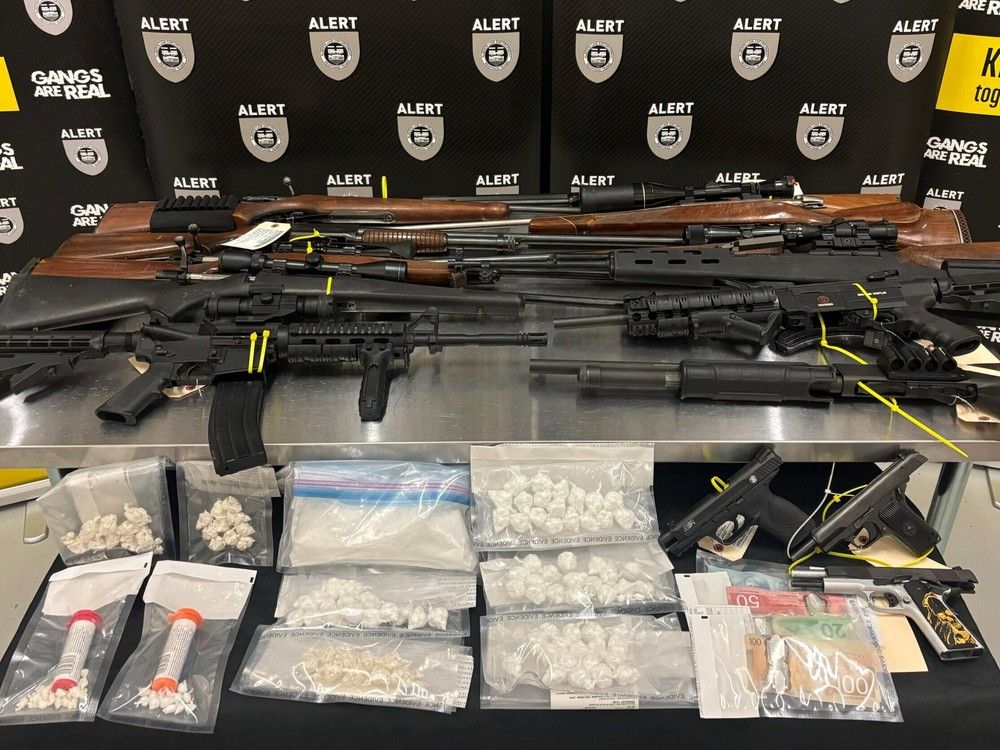 Cocaine destined for northern Alberta, 15 firearms seized in rural bust