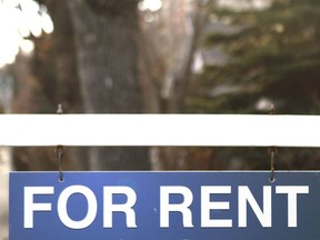 A For Rent sign is shown in front of a rental property in Calgary.