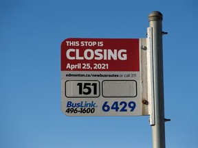 Bus stop closing sign