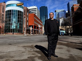 NDP leadership candidate Naheed Nenshi poses for a photo after speaking at an Alberta Chambers of Commerce event in Edmonton on Thursday, March 14, 2024.