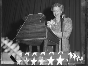 John McGinnis photo of Eleanor Roosevelt in Vancouver, believed to be taken March 4, 1949. Postmedia files.