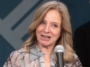Alberta NDP Leader Rachel Notley speaks at a press conference in Calgary on Wednesday, March 6, 2024.
