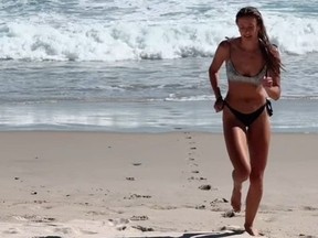 German track athlete Alica Schmidt had some fun on a beach in South Africa.
