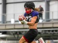 The Edmonton Elks selected linebacker Eteva Mauga-Clements, shown during the CFL combine in a handout photo, first overall in the league's global draft Tuesday. The six-foot-four, 218-pound Mauga-Clements, an American Samoan, last played football at the University of Nebraska in 2022.