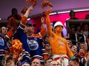 The Edmonton Oilers fans cheer on the team during their game against the Dallas Stars at Rogers Place, in Edmonton Monday May 27, 2024. The Stars won 5-3.