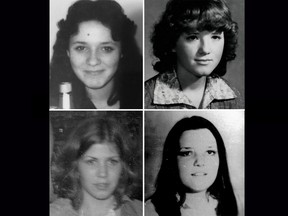 Clockwise from top left; Eva Dvorak, Patricia McQueen, Melissa Rehorek and Barbara MacLean have been linked as victims of serial killer Gary Allen Srery. Composite image/Courtesy Alberta RCMP