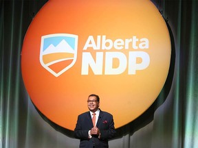 Naheed Nenshi is introduced as the new leader of the Alberta NDP at the Hyatt Regency in Calgary on Saturday, June 22, 2024.