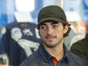 New Edmonton Oilers forward Matthew Savoie addressed the media on July 8, 2024 in the Hall of Fame Room in Rogers Place.