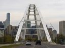 Traffic moves northbound on the Walterdale Bridge on Sept. 25, 2023.