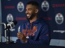 Evander Kane begins at the Edmonton Oilers Training Camp for the 2024-25 NHL season on September 18, 2024.
