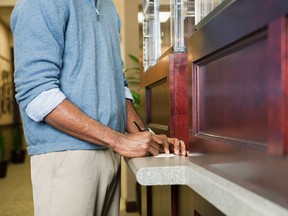 waiting at a bank