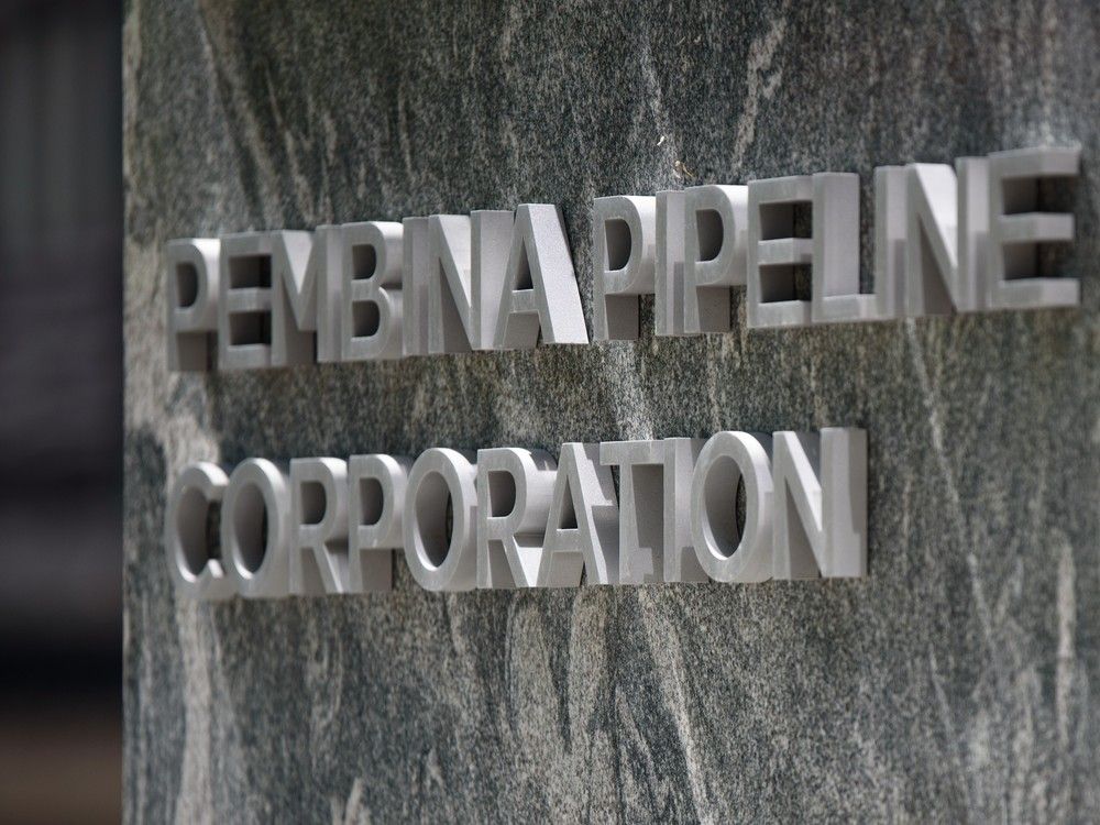 Pembina Pipeline Corp. name outside Eighth Avenue Place was photographed on Tuesday, June 1, 2021.