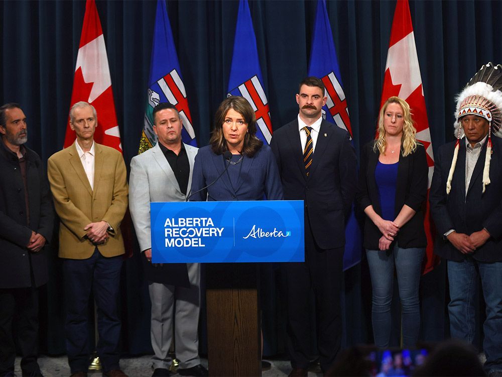 Premier Danielle Smith and Minister of Mental Health and Addiction Dan Williams announced the government’s plan to build new addiction facilities in Calgary on Monday, Feb. 24, 2025.