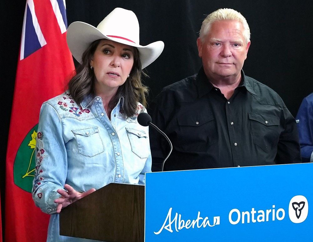 Alberta Premier Danielle Smith and Ontario Premier Doug Ford signed agreements relating to trade, include advancing pipelines and railways.