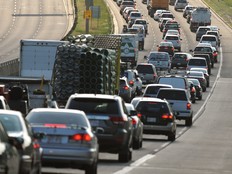 Rush hour commuter traffic on the freeway