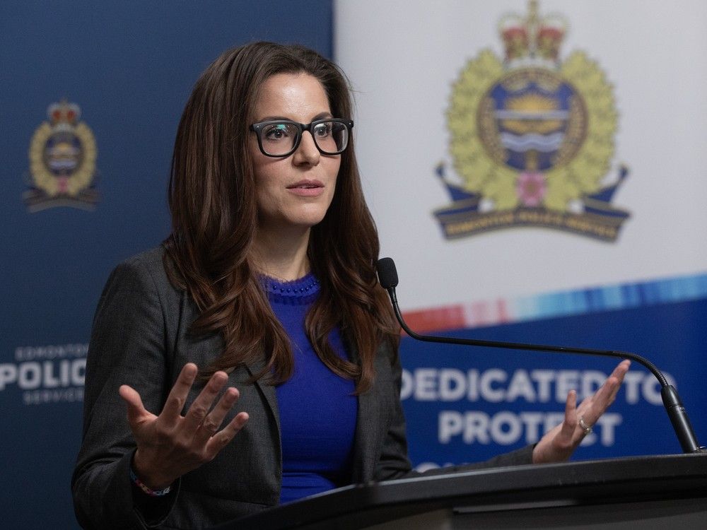 Edmonton Police Service Acting Executive Director of Legal and Regulatory Services Megan Hankewich speaks to the media, in Edmonton Wednesday Sept. 10, 2205. Hankewich was addressing an unprecedented public protest from Edmonton police after a judge accepted a plea to manslaughter in a child abuse case. Edmonton Police Service Acting Executive Director of Legal and Regulatory Services Megan Hankewich speaks to the media, in Edmonton Wednesday Sept. 10, 2205. Hankewich was addressing an unprecedented public protest from Edmonton police after a judge accepted a plea to manslaughter in a child abuse case.