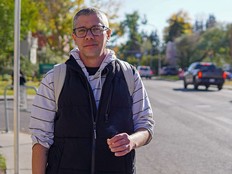 Kurt Bosinski is seen in Calgary, near the grocery store where he has worked for 23 years. Bosinski continues to work on his mental health and is adament that it is better to share his story — potentially helping other men going through the same thing — than to be silent.