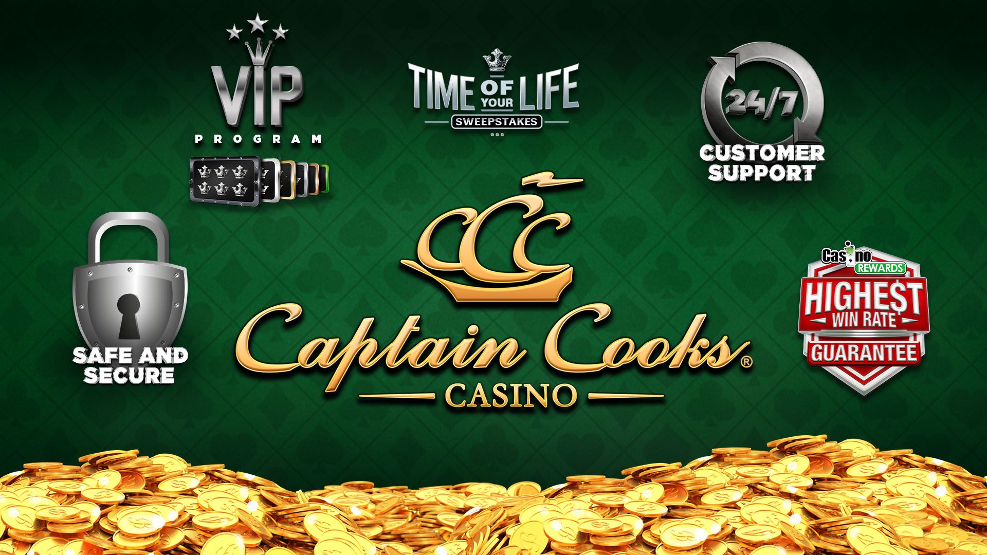 Screenshot der Captain Cooks Casino Oberfläche mit Spielauswahl und Navigationsmenü