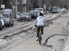 The bike lanes on 83 Ave near 109 Street for a feature by Jackie on Friday, February 13, 2026.
