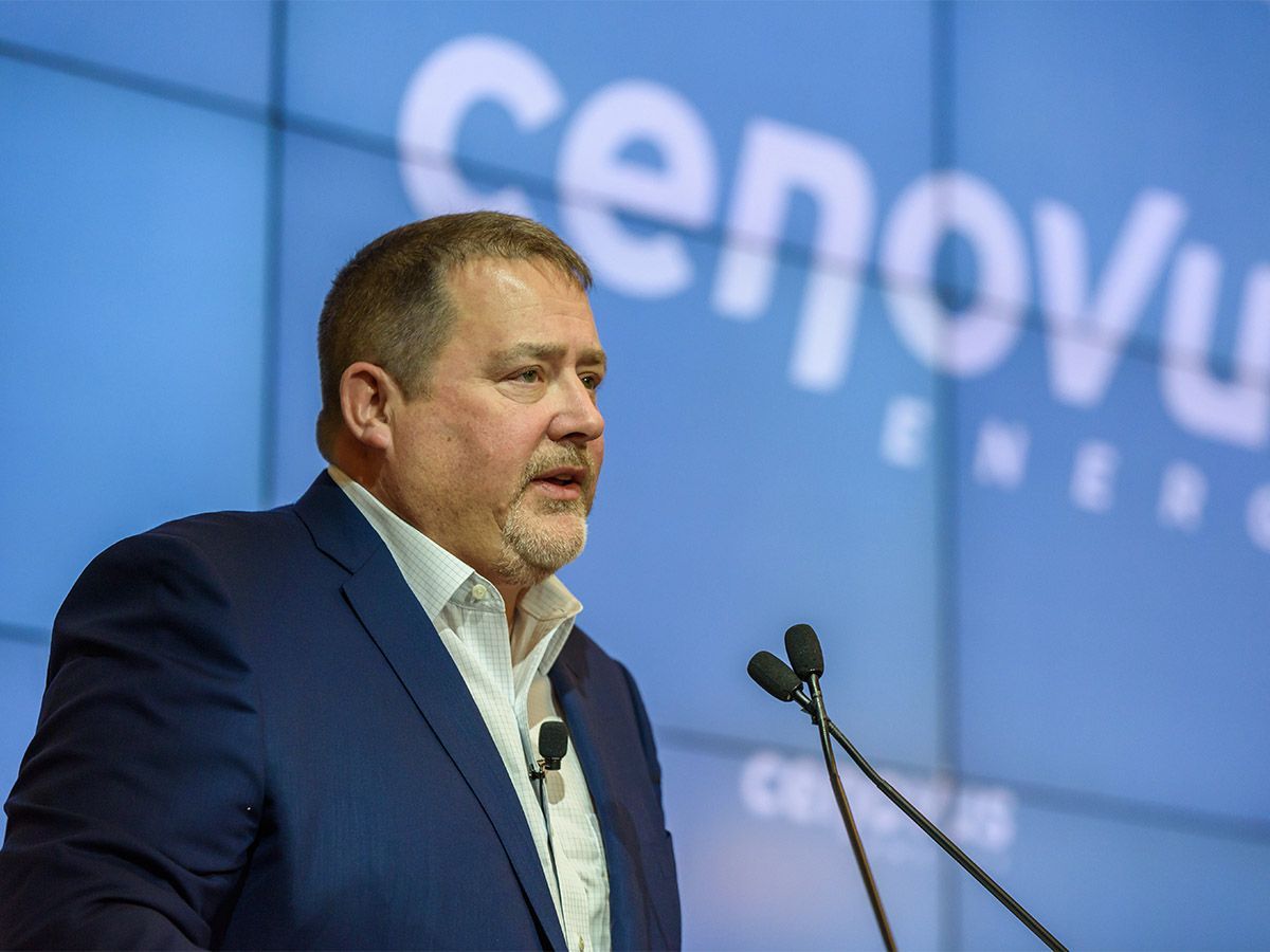 Alex Pourbaix, chair of Cenovus Energy, speaks at a news conference on Thursday, January 30, 2020.