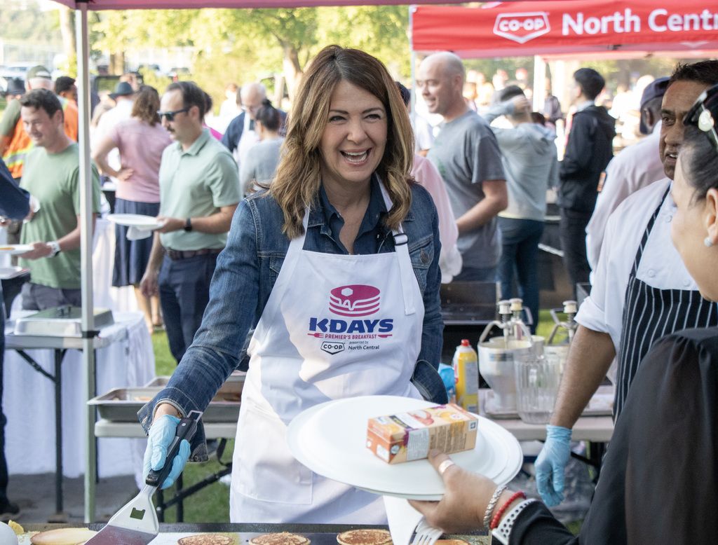 Premier Danielle Smith on the Alberta Legislature grounds for the KDays Premier's Breakfast on Thursday, July 16, 2026.