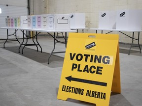 Elections Alberta technical media briefing provided an update on preparations, the voting process, the count, for the Oct. 19 referendum in Alberta. Photos of simulated voting station