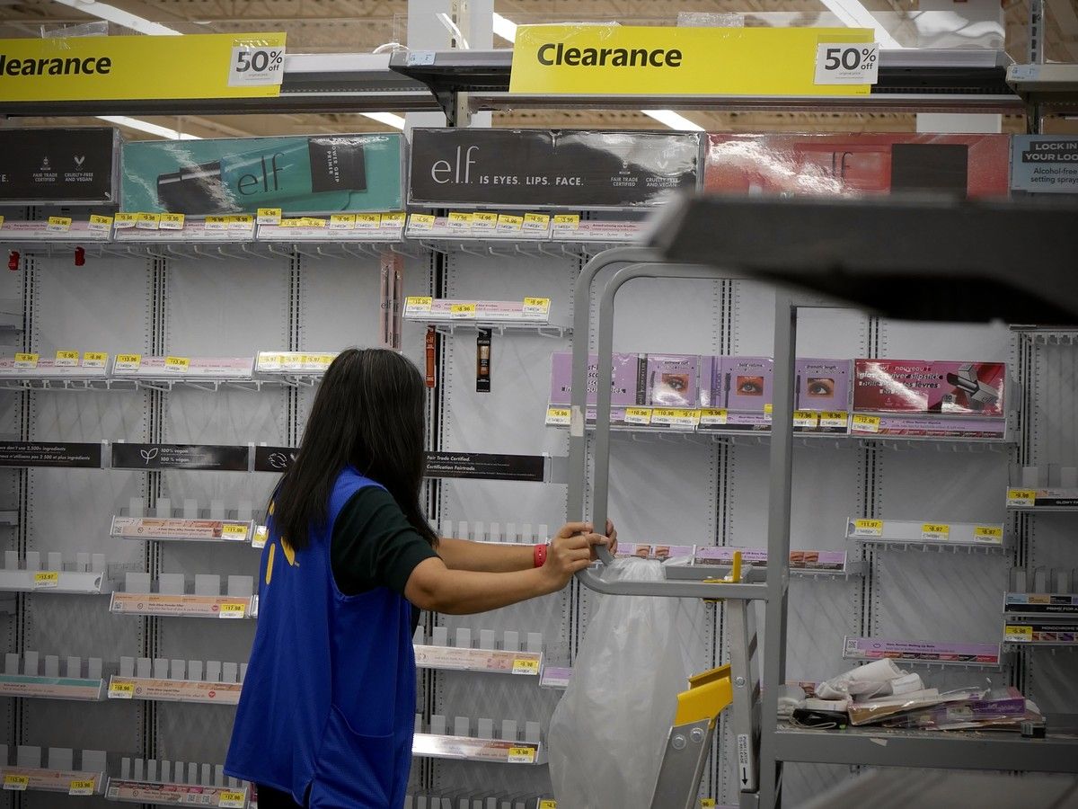Empty shelves, bright yellow 'clearance' signs and an array of markdowns line the aisles of the Walmart on Hospital Street, downtown Fort McMurray, as employees prepare to make the big move to the new store in a few weeks. Fort McMurray, Alta. Sept. 25, 2026.Photo by Itoro Umanah/Fort McMurray Today/Postmedia Network.
